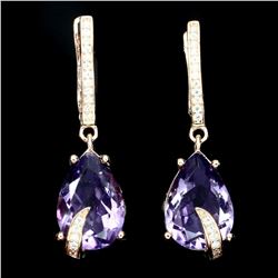 Natural Purple Amethyst Pear 14x10mm Earrings