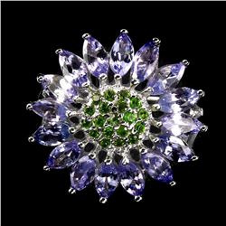 Natural Tanzanite & Chrome Diopside Ring