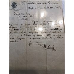 Original 1881 and 1883 Hartford Letter and Notes