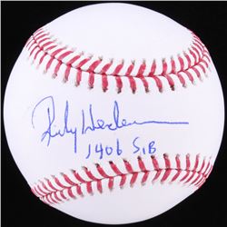 Rickey Henderson Signed OML Baseball Inscribed "1406 SB" (JSA COA)