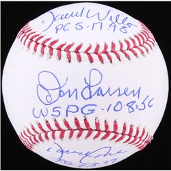 David Wells, David Cone  Don Larson Signed OML Baseball with (3) Inscriptions (JSA COA)
