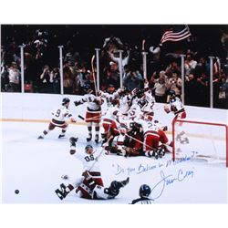 Jim Craig Signed Team USA 16x20 Photo Inscribed "Do You Believe In Miracles?" (Steiner COA)