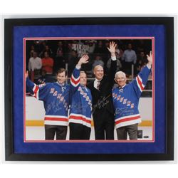 Texas Rangers 22x26 Custom Framed Photo Display Signed by (4) with Mark Messier, Mike Richter, Eddie