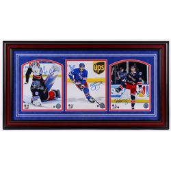 Ryan McDonagh, Brady Skjei,  Henrik Lundqvist Signed New York Rangers 17.25x32.25 Custom Framed Phot