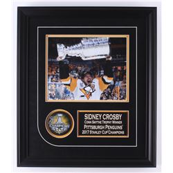 Sidney Crosby Signed Pittsburgh Penguins 1.75x16x20 Custom Framed Puck Display (Frameworth COA)