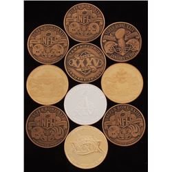 Lot of (10) Bullion Rounds with (8) Super Bowl, (1) AFC Champion,  (1) NFC Champion