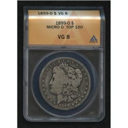 1899-O Morgan Silver Dollar, Micro O Top 100 (ANACS VG8)