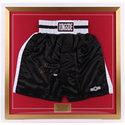 Mike Tyson Signed 29x30 Custom Framed Boxing Trunks Display (PSA COA)