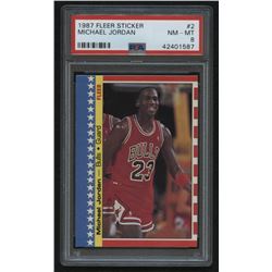 1987-88 Fleer Stickers #2 Michael Jordan (PSA 8)