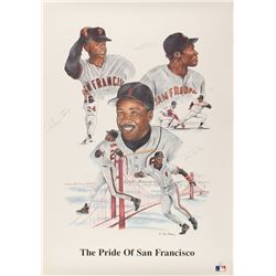 Willie Mays, Barry Bonds,  Bobby Bonds Signed San Francisco Giants 20x28 Lithograph (JSA COA)