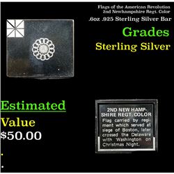 Flags of the American Revolution 2nd Newhampshire Regt. Color .6oz .925 Sterling Silver Bar Grades