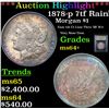 Image 1 : ***Auction Highlight*** 1878-p 7tf Rainbow Toned Morgan Dollar $1 Graded Choice+ Unc By USCG (fc)