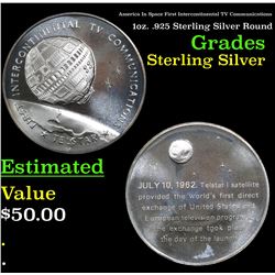 America In Space First Intercontinental TV Communications 1oz. .925 Sterling Silver Round Grades