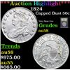 Image 1 : ***Auction Highlight*** 1824 Capped Bust Half Dollar 50c Graded Choice AU/BU Slider By USCG (fc)