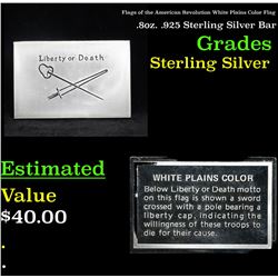 Flags of the American Revolution White Plains Color Flag .8oz. .925 Sterling Silver Bar Grades