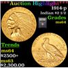 Image 1 : ***Auction Highlight*** 1914-p Gold Indian Quarter Eagle $2 1/2 Graded Choice Unc By USCG (fc)