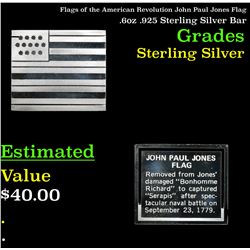 Flags of the American Revolution John Paul Jones Flag .6oz .925 Sterling Silver Bar Grades