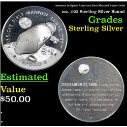 America In Space Americas First Manned Lunar Orbit 1oz. .925 Sterling Silver Round Grades