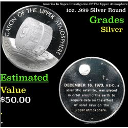 America In Sapce Investigation Of The Upper Atmosphere 1oz. .999 Silver Round Grades