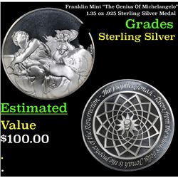 Franklin Mint "The Genius Of Michelangelo" 1.35 oz .925 Sterling Silver Medal Grades