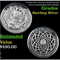 Franklin Mint "The Genius Of Michelangelo" 1.35 oz .925 Sterling Silver Medal Grades