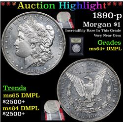***Auction Highlight*** 1890-p Morgan Dollar $1 Graded Choice Unc+ DMPL By USCG (fc)
