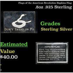 Flags of the American Revolution Hopkins Flag .8oz .925 Sterling Silver Bar Grades