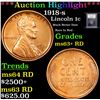 Image 1 : ***Auction Highlight*** 1918-s Lincoln Cent 1c Graded Select+ Unc RD By USCG (fc)
