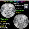Image 1 : ***Auction Highlight*** 1881-o Morgan Dollar $1 Graded Choice+ Unc By USCG (fc)