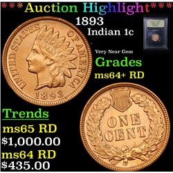 ***Auction Highlight*** 1893 Indian Cent 1c Graded Choice+ Unc RD By USCG (fc)