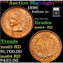 ***Auction Highlight*** 1896 Indian Cent 1c Graded Choice+ Unc RD By USCG (fc)