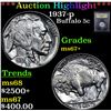 Image 1 : ***Auction Highlight*** 1937-p Buffalo Nickel 5c Graded Gem++ Unc By USCG (fc)
