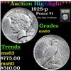 Image 1 : ***Auction Highlight*** 1928-p Peace Dollar $1 Graded Select Unc By USCG (fc)