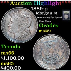***Auction Highlight*** 1889-p Morgan Dollar $1 Graded GEM+ Unc By USCG (fc)