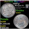 Image 1 : ***Auction Highlight*** 1889-p Morgan Dollar $1 Graded GEM+ Unc By USCG (fc)