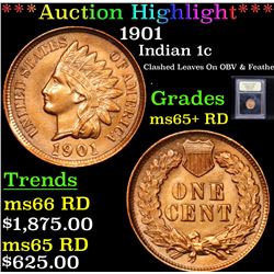 ***Auction Highlight*** 1901 Indian Cent 1c Graded Gem+ Unc RD By USCG (fc)