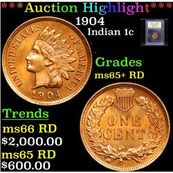 ***Auction Highlight*** 1904 Indian Cent 1c Graded Gem+ Unc RD By USCG (fc)