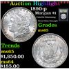 Image 1 : ***Auction Highlight*** 1890-p Morgan Dollar $1 Graded GEM Unc By USCG (fc)