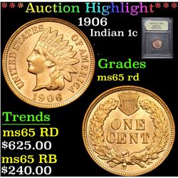 ***Auction Highlight*** 1906 Indian Cent 1c Graded GEM Unc RD By USCG (fc)