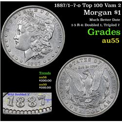 1887/1--7-o Top 100 Vam 2 Morgan Dollar $1 Grades Choice AU