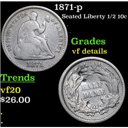 1871-p Seated Liberty Half Dime 1/2 10c Grades vf details