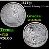 Image 1 : 1871-p Seated Liberty Half Dime 1/2 10c Grades vf details