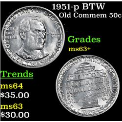 1951-p BTW Old Commem Half Dollar 50c Grades Select+ Unc