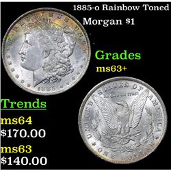 1885-o Rainbow Toned Morgan Dollar $1 Grades Select+ Unc