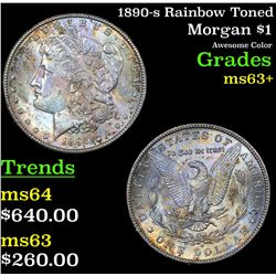 1890-s Rainbow Toned Morgan Dollar $1 Grades Select+ Unc