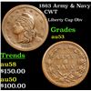 Image 1 : 1863 Army & Navy Civil War Token 1c Grades Select AU