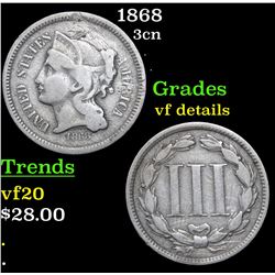1868 Three Cent Copper Nickel 3cn Grades vf details