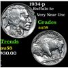 Image 1 : 1934-p Buffalo Nickel 5c Grades Choice AU/BU Slider