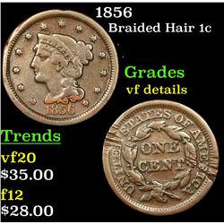 1856 Braided Hair Large Cent 1c Grades vf details
