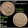 Image 1 : 1827 Coronet Head Large Cent 1c Grades vg details